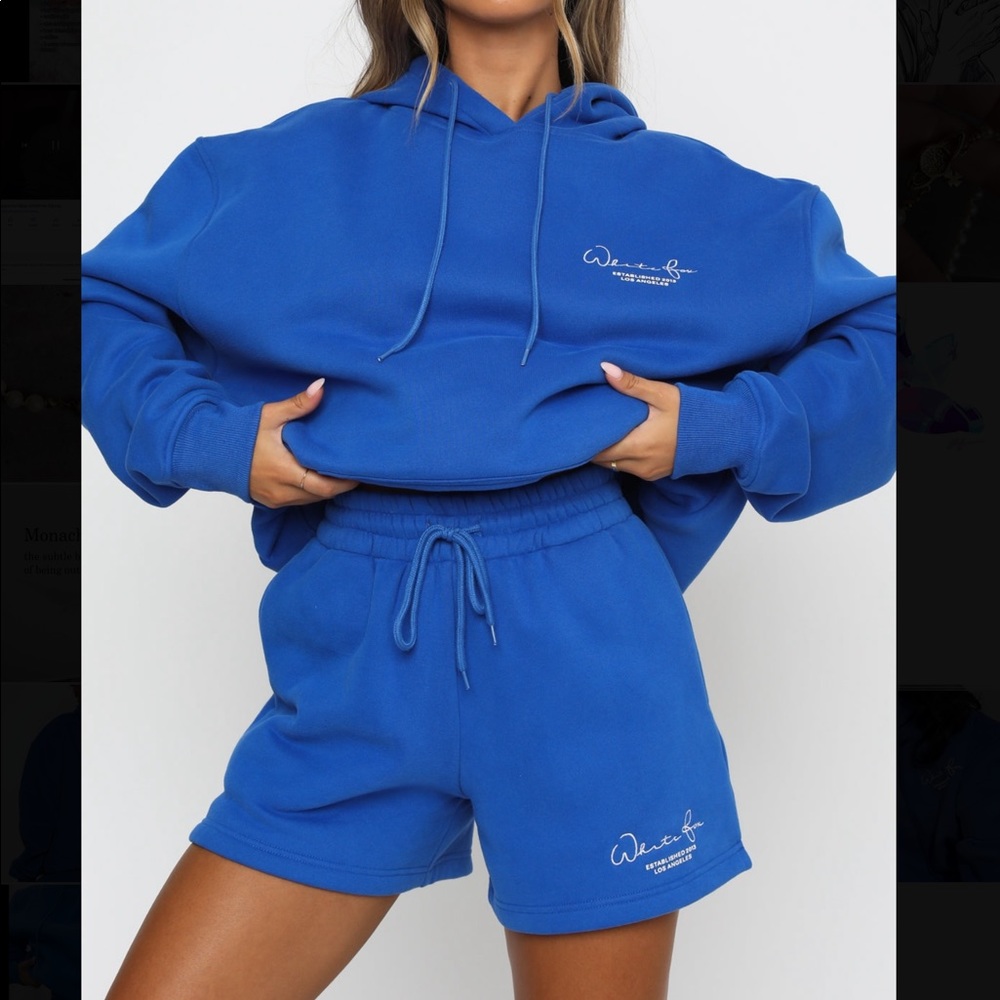 White fox hoodie in electric blue!